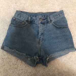 Medium wash denim shorts (John Gault)